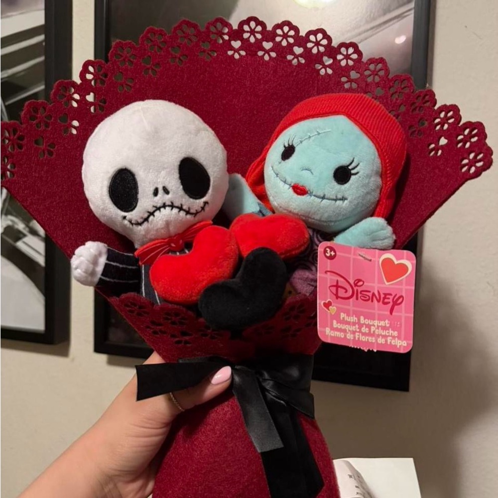 Disney Jack Skellington & Sally Plush Bouquet - Red, Black, White, Aqua